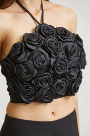 SET TOP DE ROSAS Y PANTALON NEGRO
